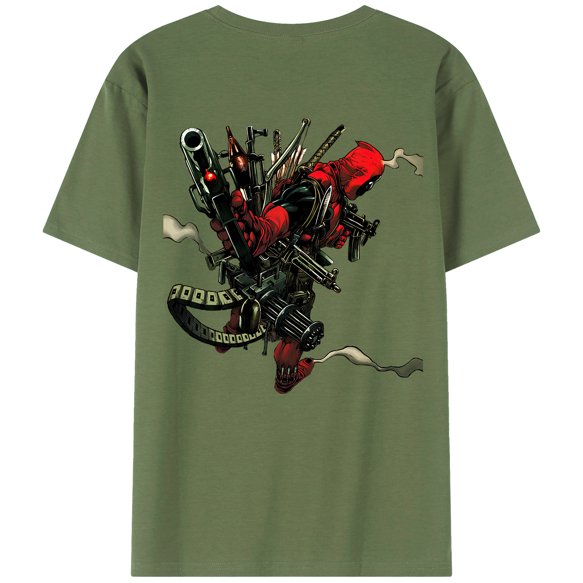 （画像用） Deadpool デッドプール 綿100％ メンズ半袖Tシャツ（バックプリント） 通気性